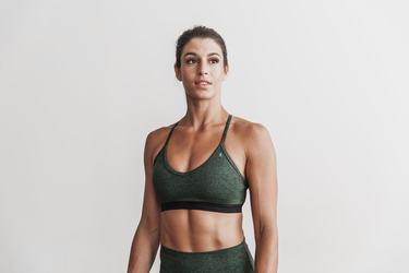 Nobull V-Neck Matte Women's Sports Bras Green | Australia (HR7591)